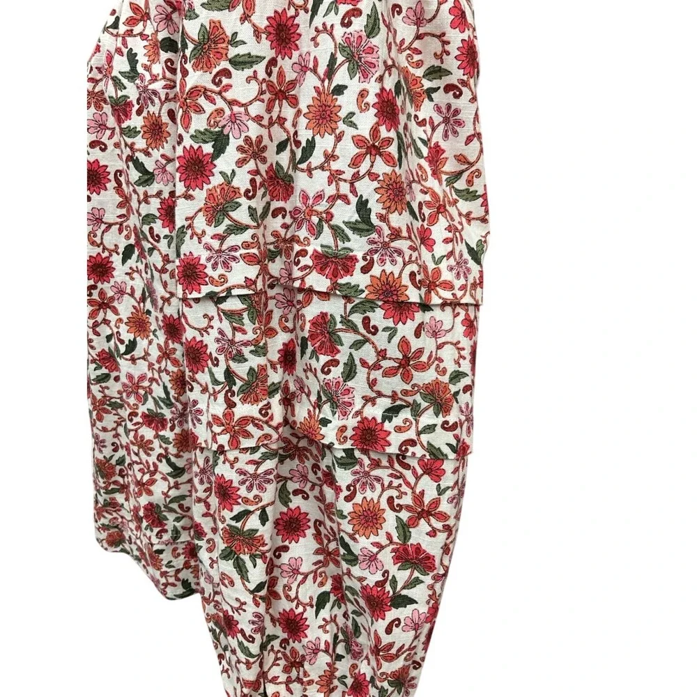Cottagecore Puff-Sleeve Floral Printed‎ Smocked Poet Swing Oversized Top Size XS